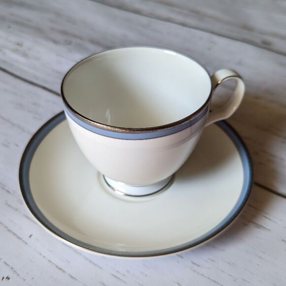 Noritake AEGEAN SKY Footed Coffee Tea Cup and Saucer 7982 - Picture 1 of 7